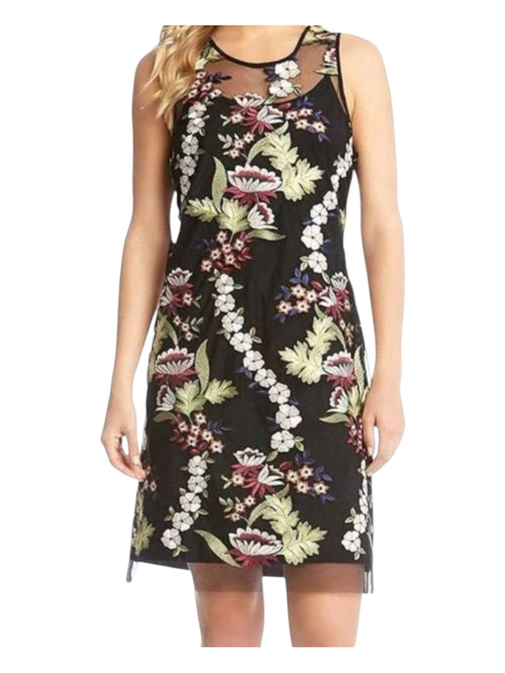 Karen Kane Sheer Floral Embroidered Dress